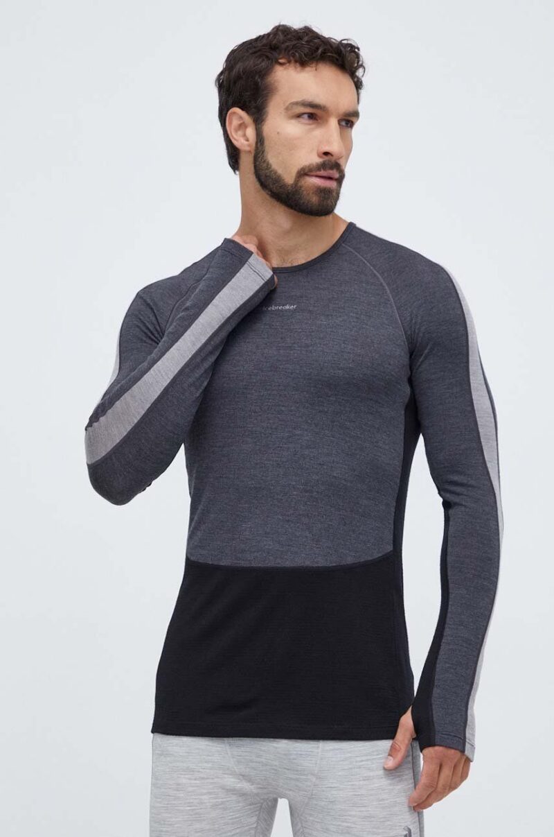 Icebreaker longsleeve funcțional ZoneKnit 260 culoarea negru