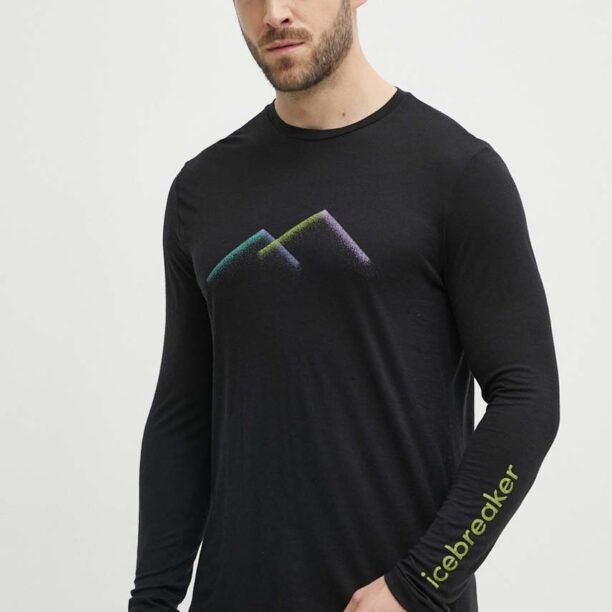 Icebreaker longsleeve sport Merino 150 Tech Lite III culoarea negru