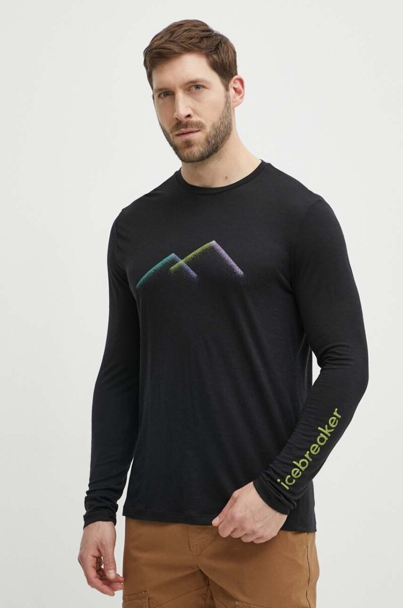 Icebreaker longsleeve sport Merino 150 Tech Lite III culoarea negru