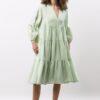 Ivy & Oak rochie din in culoarea verde