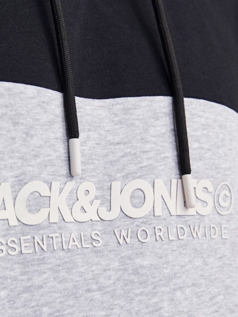 Cumpăra JACK & JONES Bluză de molton 'JJELegacy'  gri amestecat / negru / alb