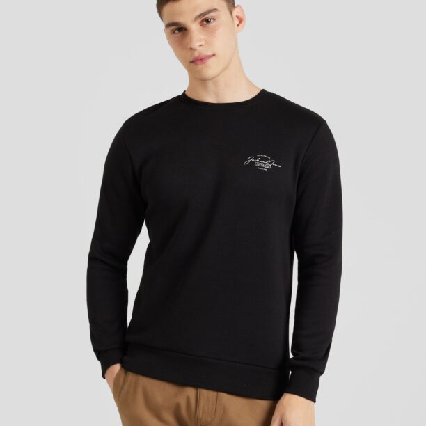 JACK & JONES Bluză de molton 'JJFerris'  negru / alb preţ