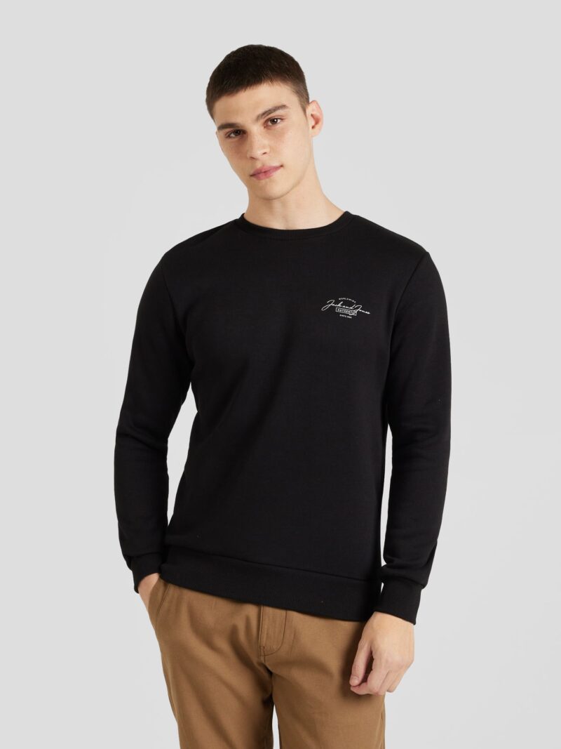 JACK & JONES Bluză de molton 'JJFerris'  negru / alb preţ