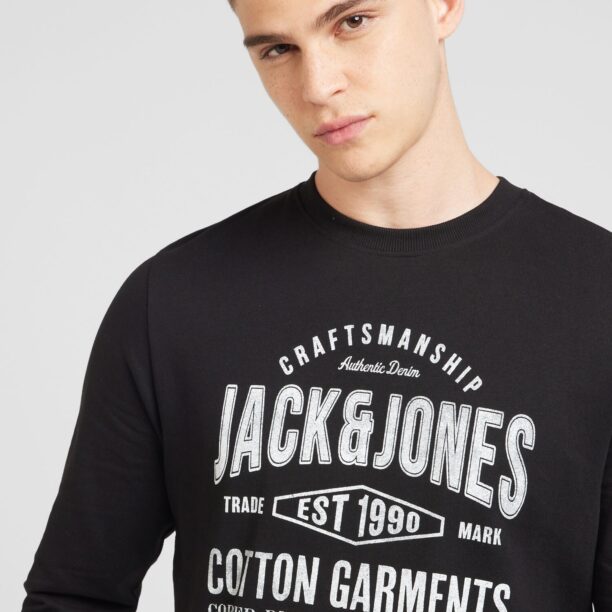 Preţ JACK & JONES Bluză de molton 'JJJeans'  negru / alb murdar