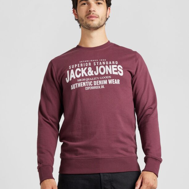 Cumpăra JACK & JONES Bluză de molton 'JJJeans'  roșu vin / alb