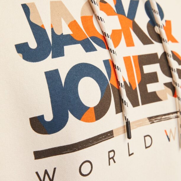 Original JACK & JONES Bluză de molton 'JJLuke'  bej deschis / safir / ciocolatiu / portocaliu