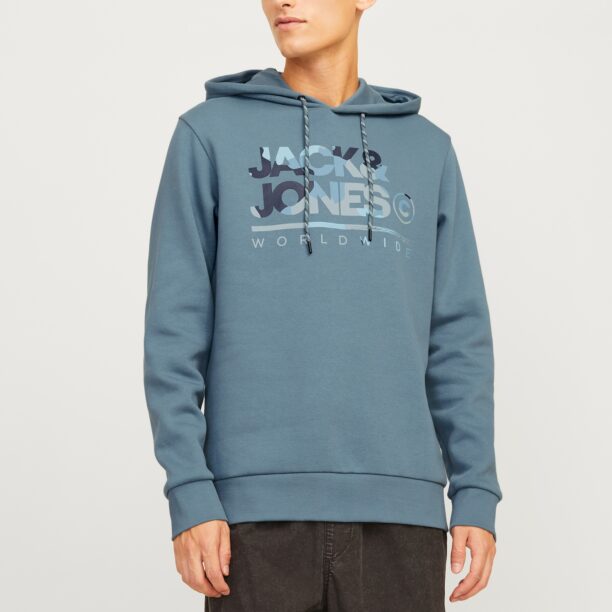 JACK & JONES Bluză de molton 'JJLuke'  bleumarin / albastru porumbel / gri