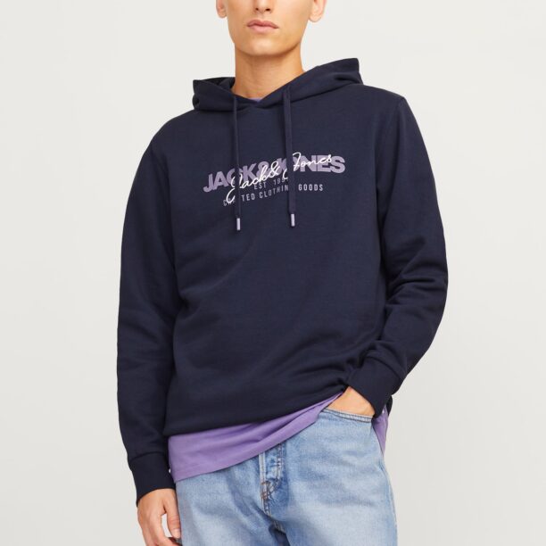 JACK & JONES Bluză de molton 'JJalvis'  bleumarin / mov lavandă / alb preţ