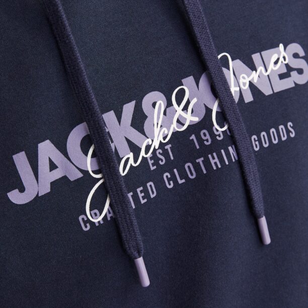 Original JACK & JONES Bluză de molton 'JJalvis'  bleumarin / mov lavandă / alb