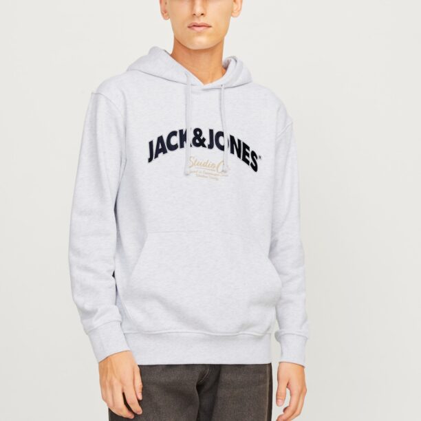 JACK & JONES Bluză de molton 'JORBRONX'  maro cămilă / negru / alb amestacat