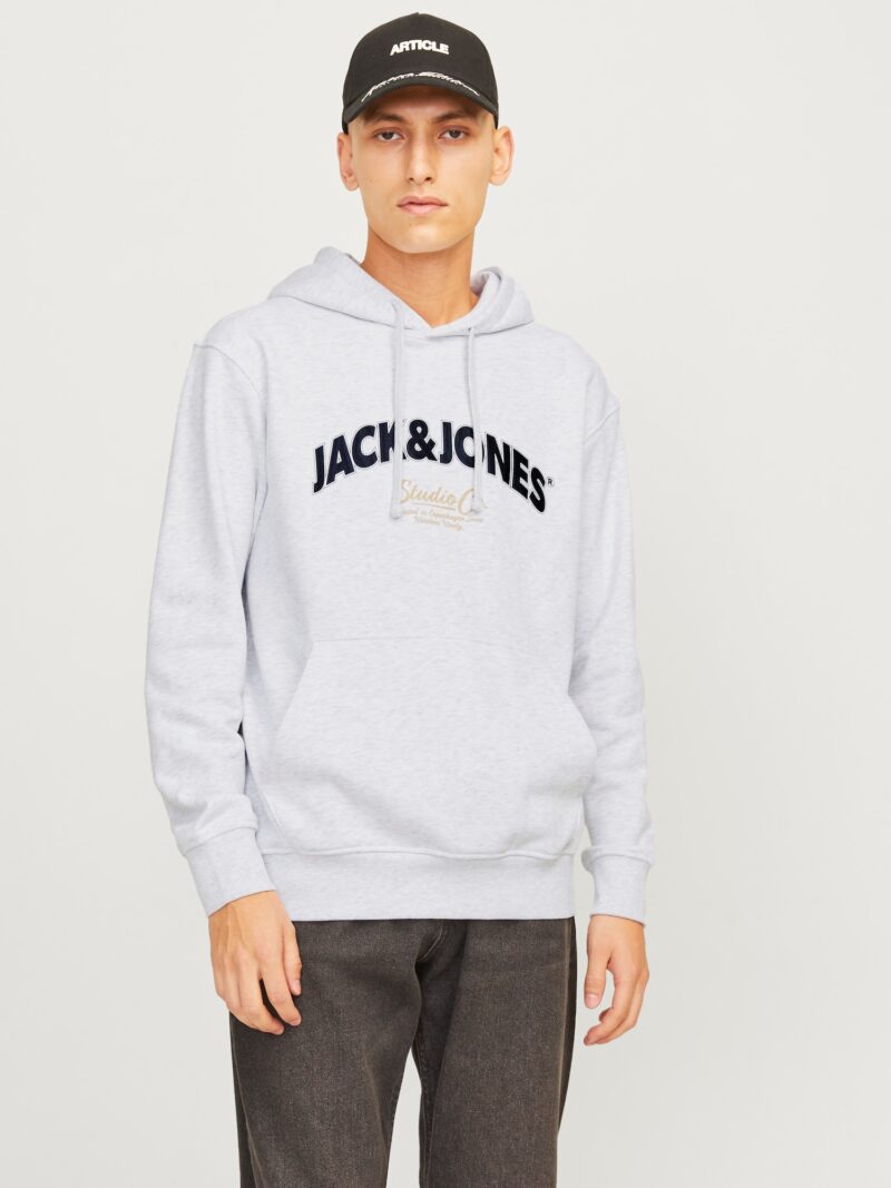 JACK & JONES Bluză de molton 'JORBRONX'  maro cămilă / negru / alb amestacat