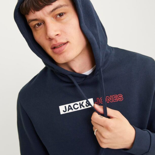 JACK & JONES Bluză de molton  albastru marin / roșu / alb preţ