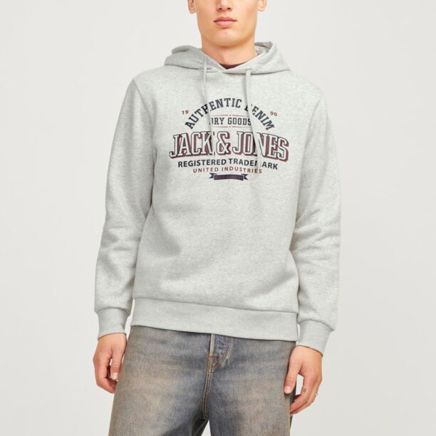 JACK & JONES Bluză de molton  albastru marin / roșu vin / alb amestacat