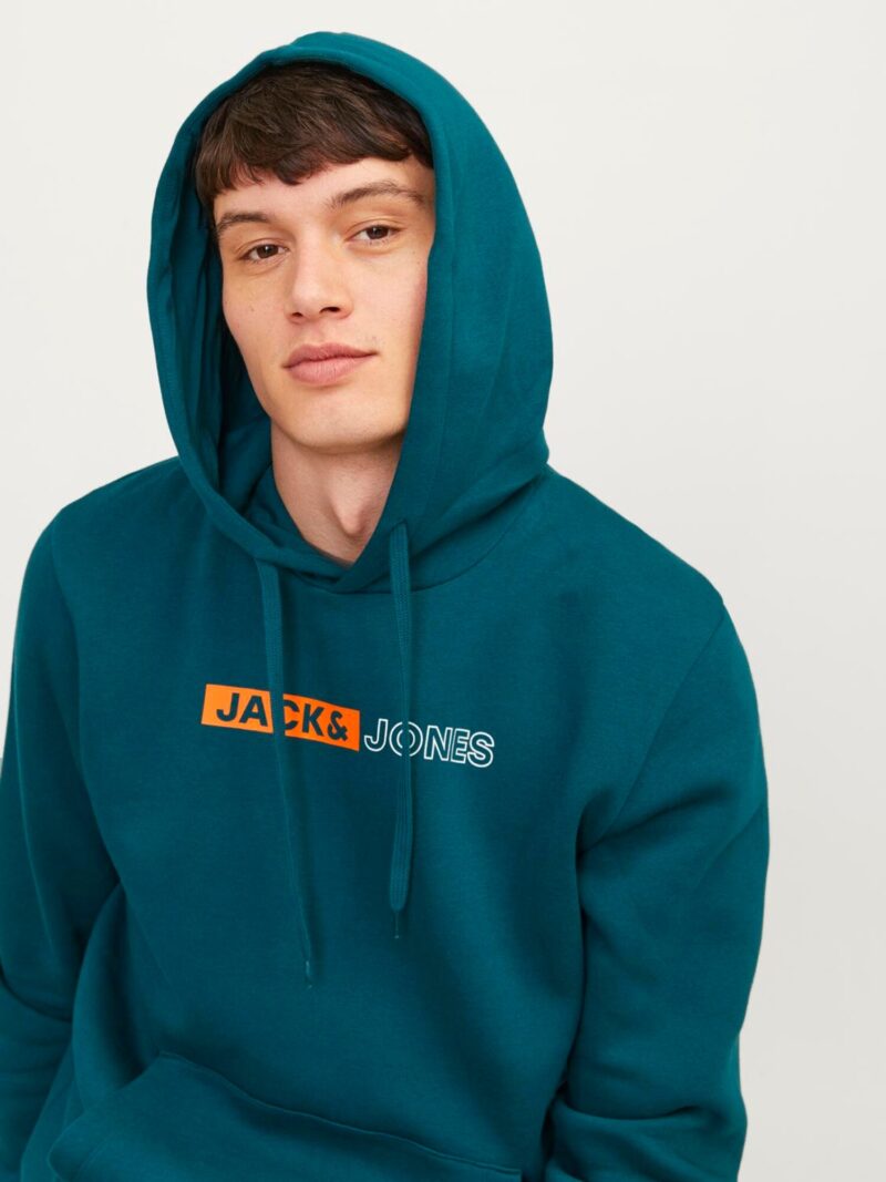 Preţ JACK & JONES Bluză de molton  verde petrol / portocaliu / alb