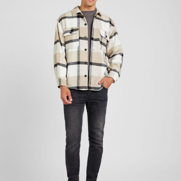 JACK & JONES Cămașă 'JEBRADLEY OLLIE'  crem / bej închis / negru preţ