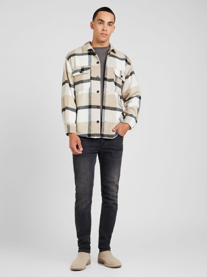 JACK & JONES Cămașă 'JEBRADLEY OLLIE'  crem / bej închis / negru preţ