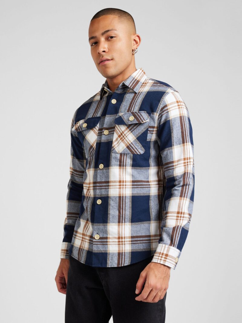 JACK & JONES Cămașă 'JJEDARREN'  bleumarin / maro / alb