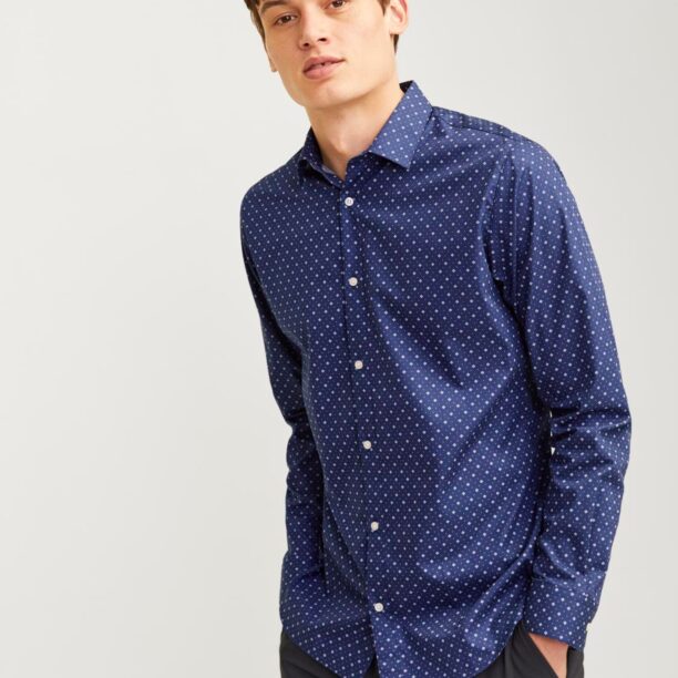 Original JACK & JONES Cămașă 'JJJOE'  bleumarin / alb murdar