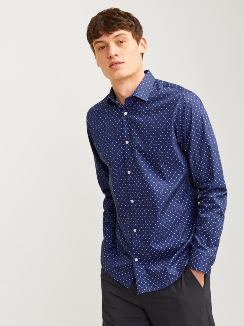 Original JACK & JONES Cămașă 'JJJOE'  bleumarin / alb murdar