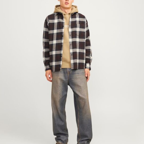 JACK & JONES Cămașă 'JORFREDERIKSBERG'  bleumarin / roșu bordeaux / alb natural preţ