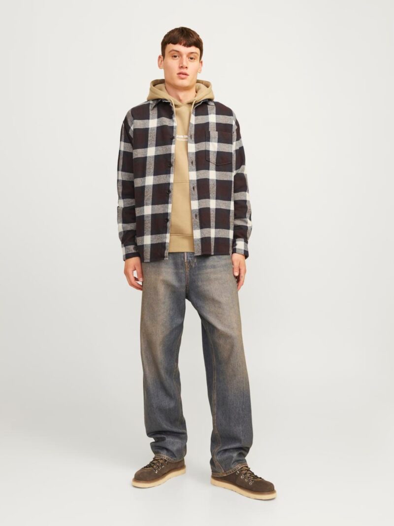 JACK & JONES Cămașă 'JORFREDERIKSBERG'  bleumarin / roșu bordeaux / alb natural preţ