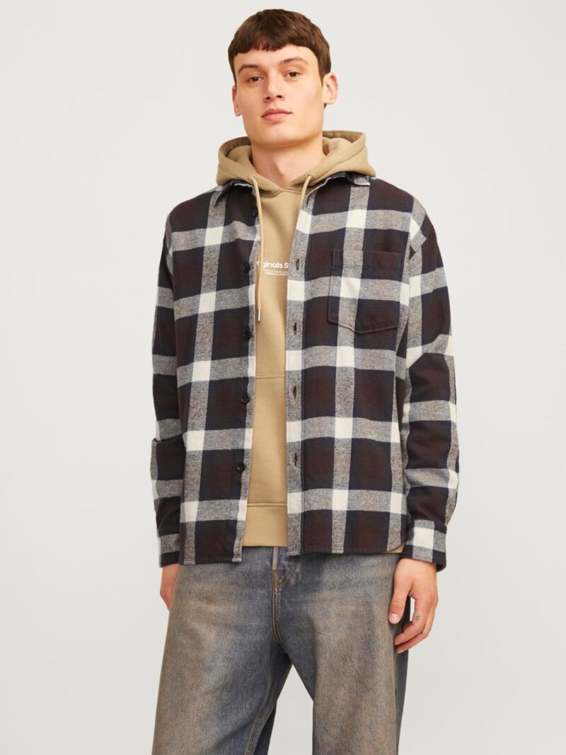 Preţ JACK & JONES Cămașă 'JORFREDERIKSBERG'  bleumarin / roșu bordeaux / alb natural