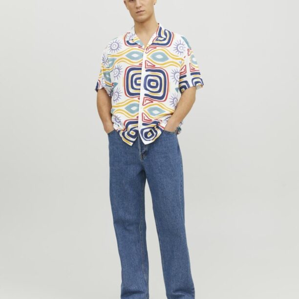 JACK & JONES Cămașă 'JORJEFF GALLERY'  albastru marin / galben șofran / albastru violet / alb preţ