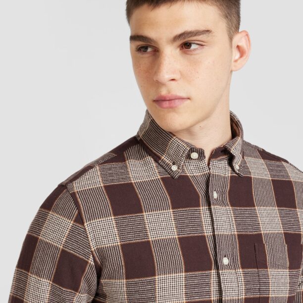 JACK & JONES Cămașă 'JPRBLUBROOK'  bej deschis / ombră / maro închis