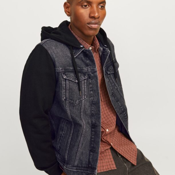 JACK & JONES Geacă de primăvară-toamnă 'JJIJEAN'  negru / negru denim preţ