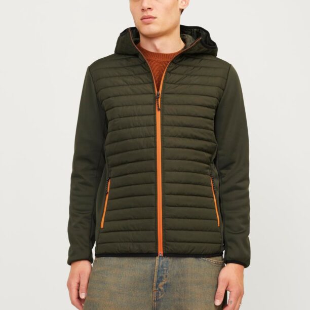 Original JACK & JONES Geacă de primăvară-toamnă 'JJNoos'  verde închis / portocaliu