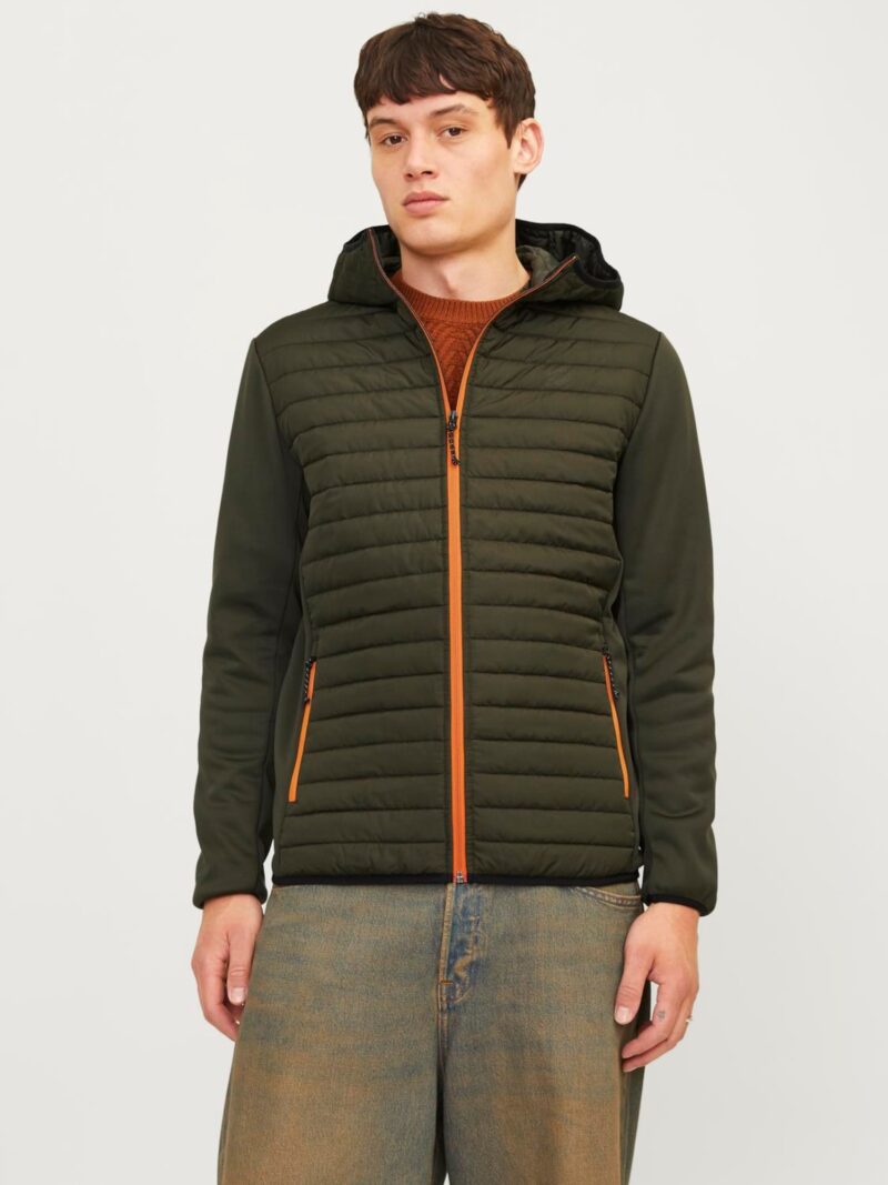 Original JACK & JONES Geacă de primăvară-toamnă 'JJNoos'  verde închis / portocaliu