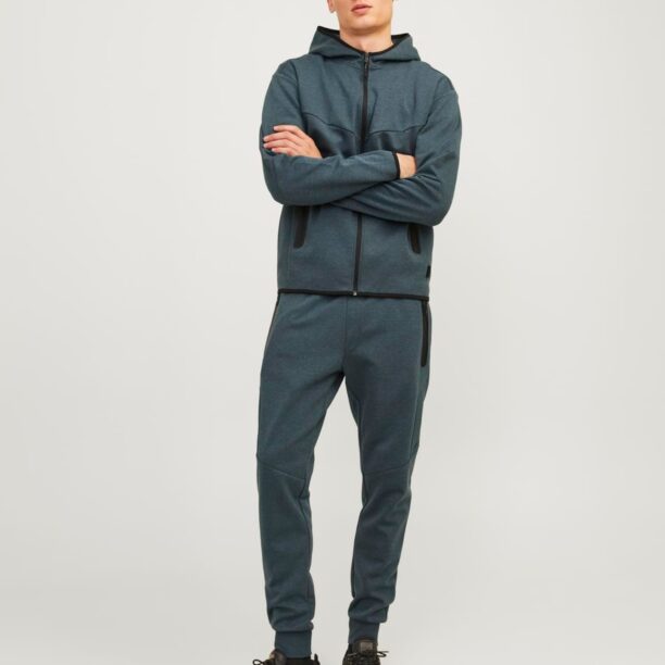 JACK & JONES Hanorac 'Fusion'  cyan / negru preţ