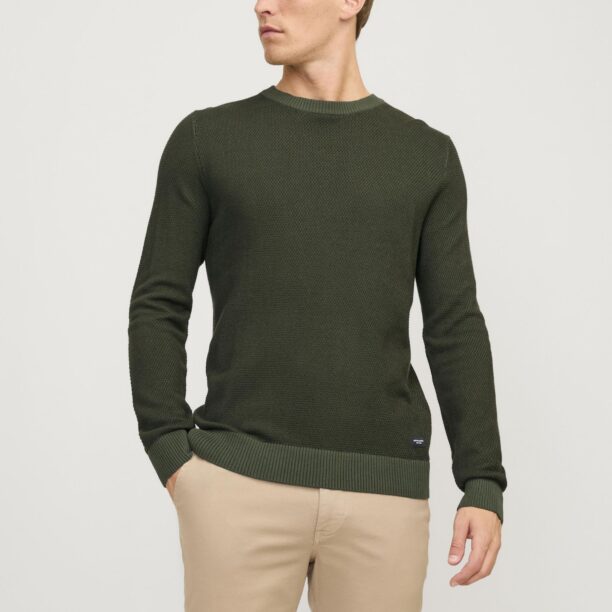 JACK & JONES Pulover 'JJEGlobe'  oliv / verde închis