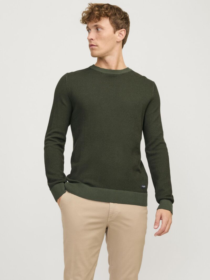 JACK & JONES Pulover 'JJEGlobe'  oliv / verde închis