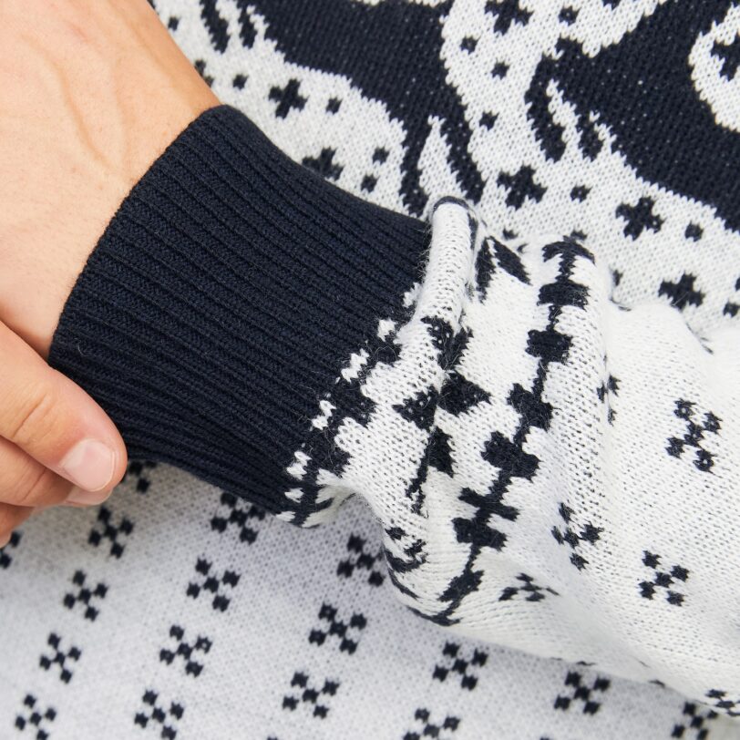 Cumpăra JACK & JONES Pulover 'JJXmas Gabriel'  negru / alb