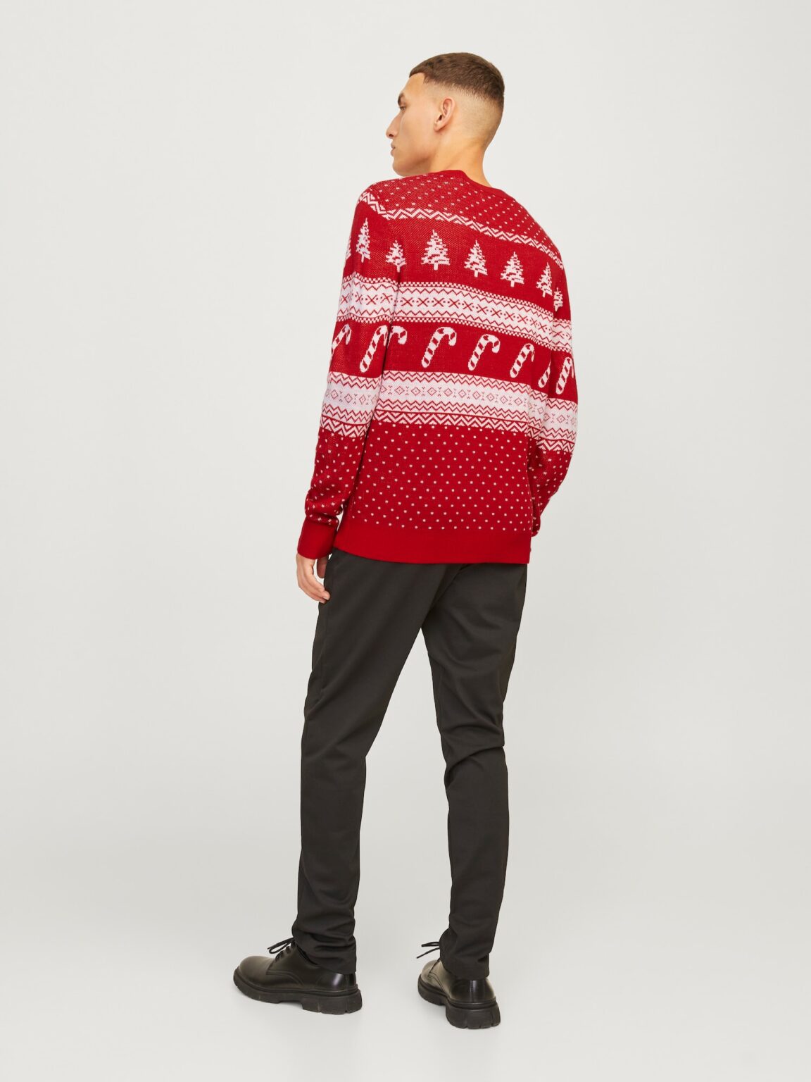 Cumpăra JACK & JONES Pulover 'JJXmas Gabriel'  rubiniu / alb
