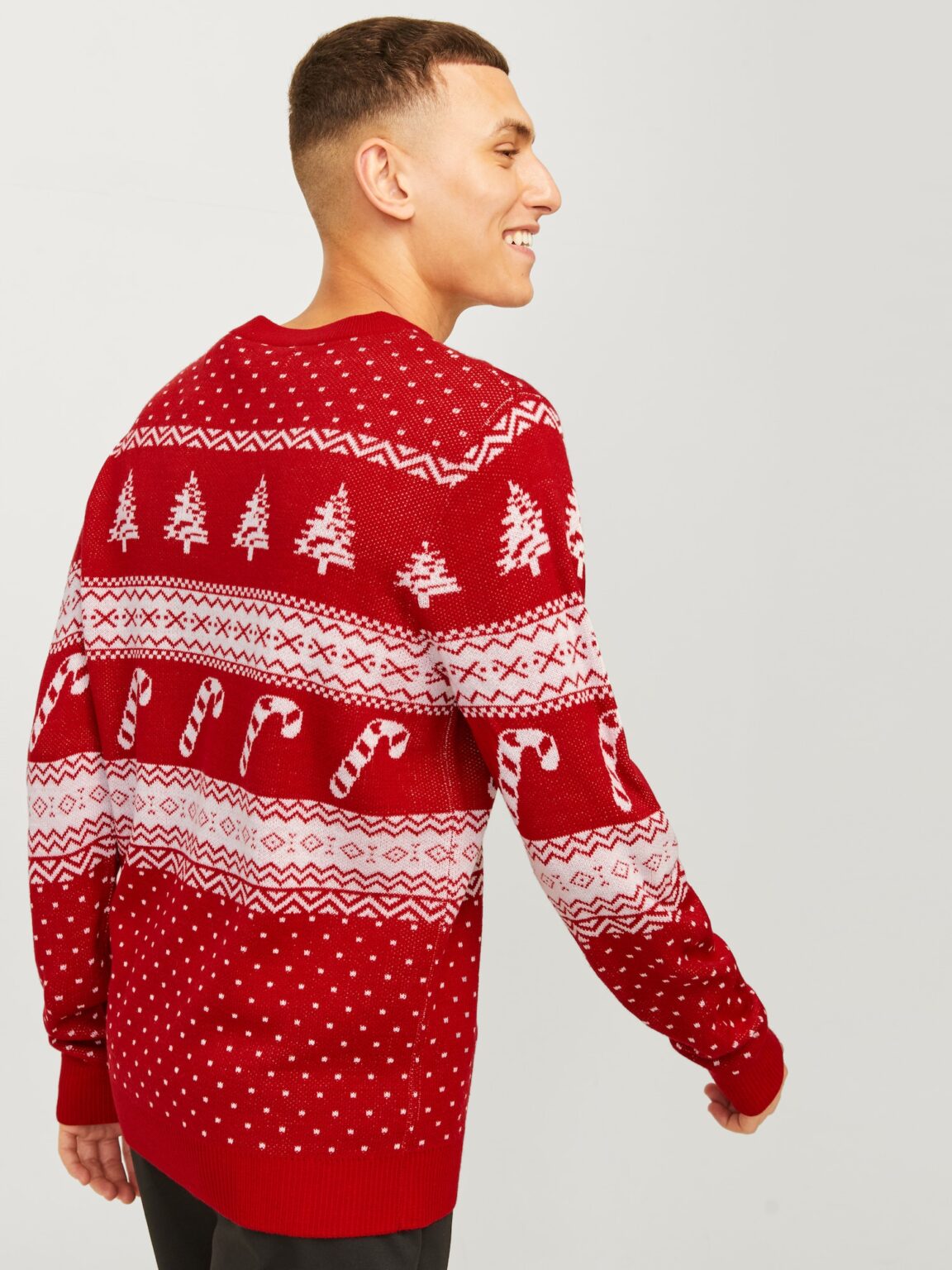 Preţ JACK & JONES Pulover 'JJXmas Gabriel'  rubiniu / alb