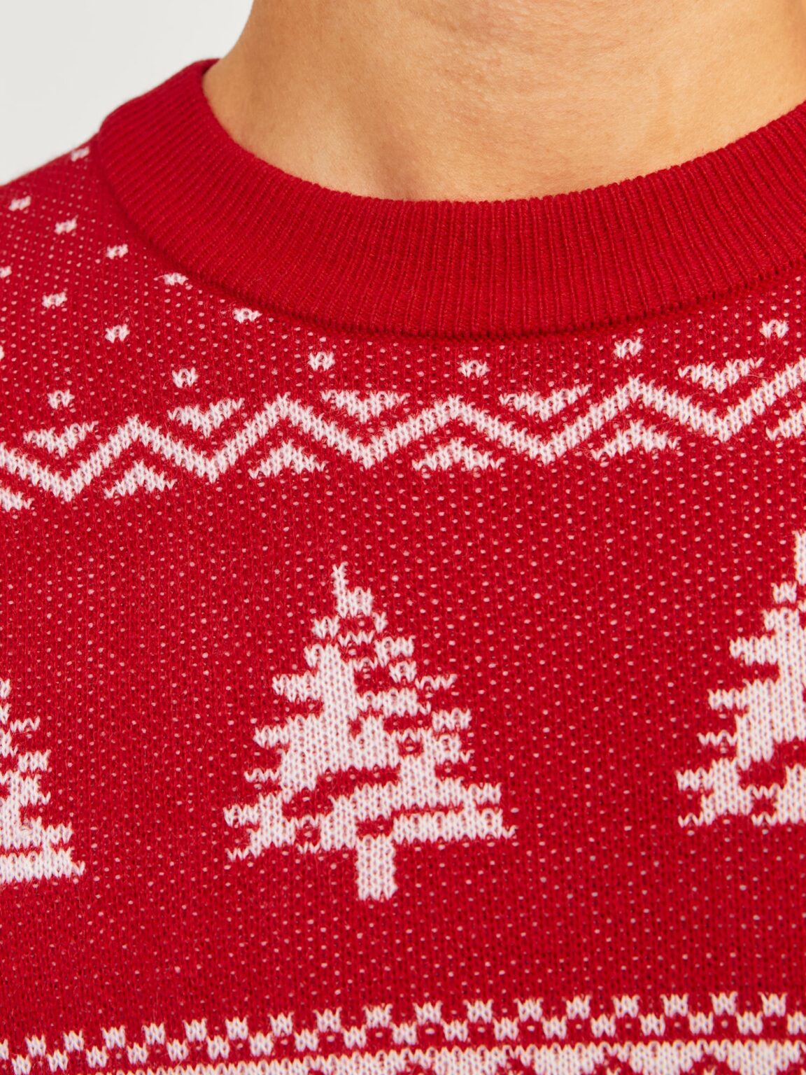 Original JACK & JONES Pulover 'JJXmas Gabriel'  rubiniu / alb