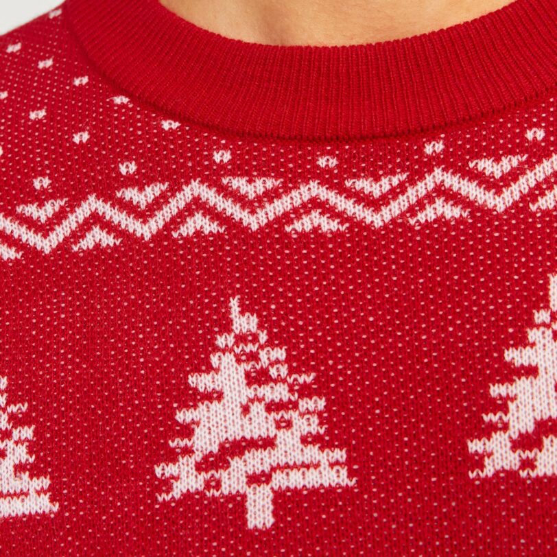 Original JACK & JONES Pulover 'JJXmas Gabriel'  rubiniu / alb