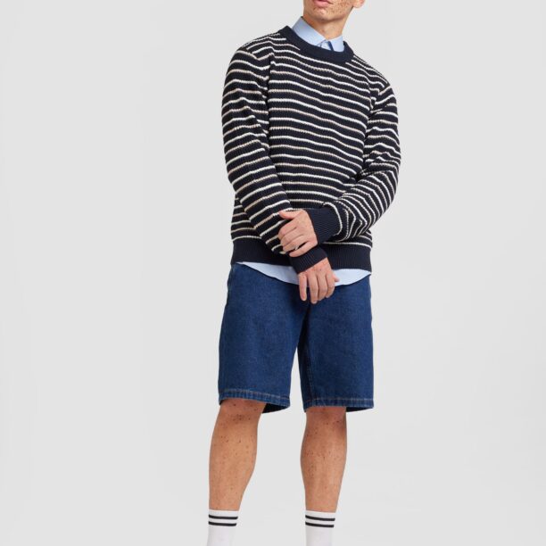 JACK & JONES Pulover 'JORBRONX'  bleumarin / alb preţ