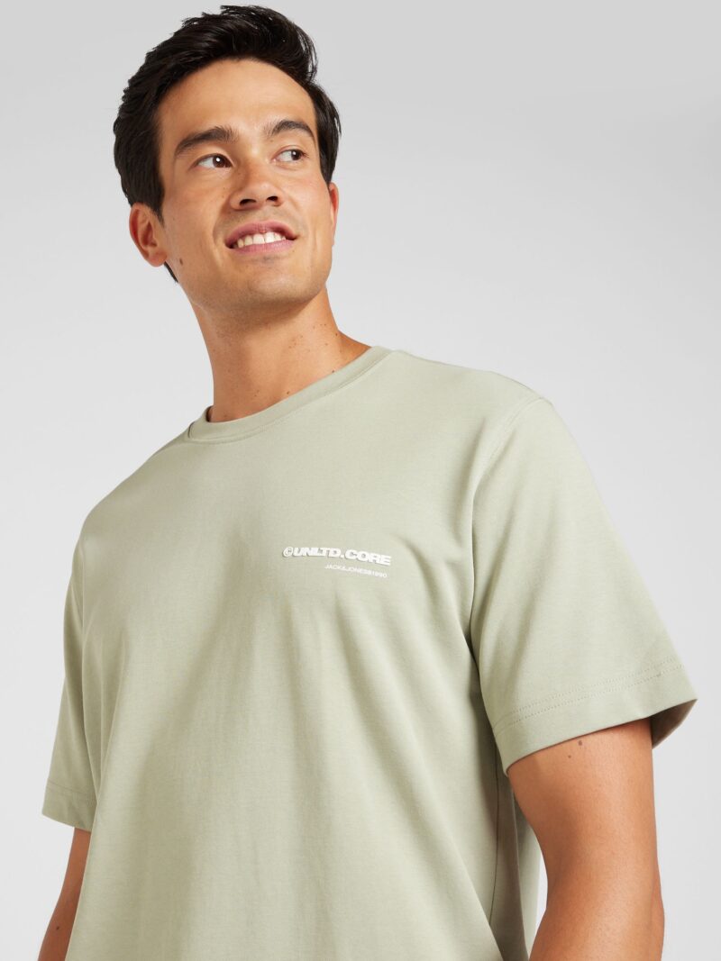 JACK & JONES Tricou 'JCOAERO'  verde pastel / alb