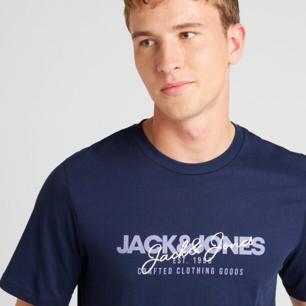 JACK & JONES Tricou 'JJALVIS'  bleumarin / lila / alb preţ