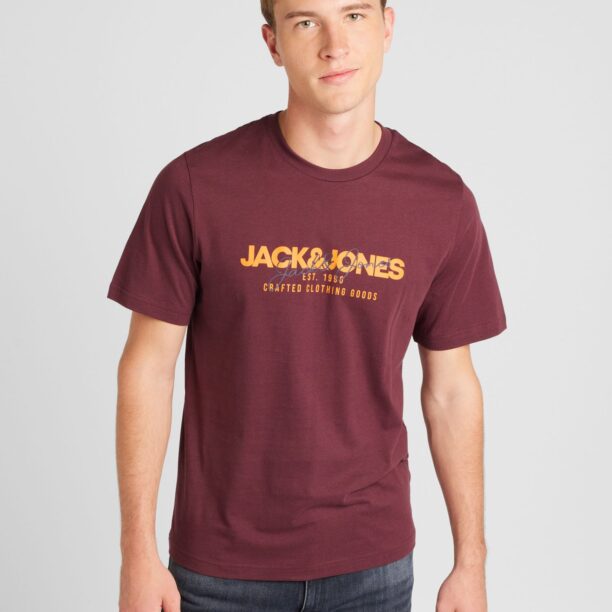 JACK & JONES Tricou 'JJALVIS'  portocaliu / roșu vin