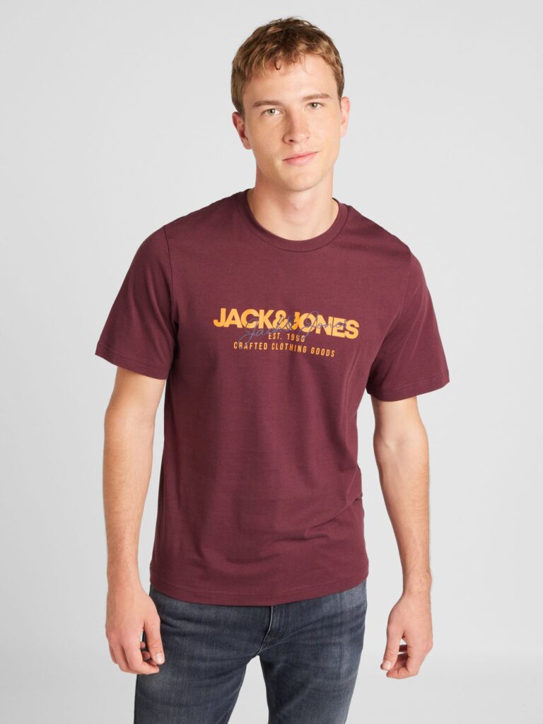 JACK & JONES Tricou 'JJALVIS'  portocaliu / roșu vin