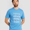 JACK & JONES Tricou 'JJDELVIN'  albastru / albastru marin / alb