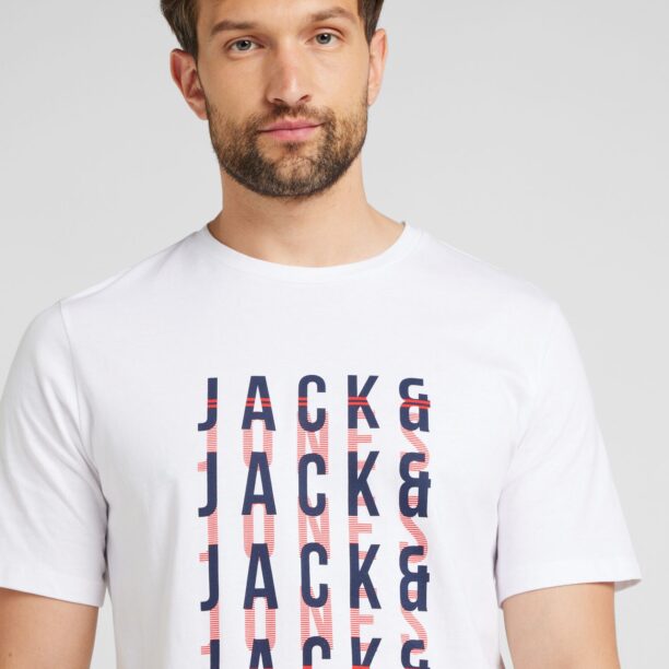 Preţ JACK & JONES Tricou 'JJDELVIN'  albastru marin / roșu deschis / alb