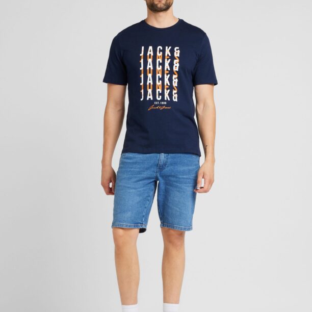 Preţ JACK & JONES Tricou 'JJDELVIN'  bleumarin / portocaliu / alb