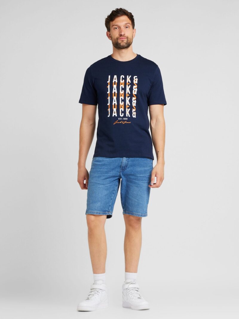 Preţ JACK & JONES Tricou 'JJDELVIN'  bleumarin / portocaliu / alb