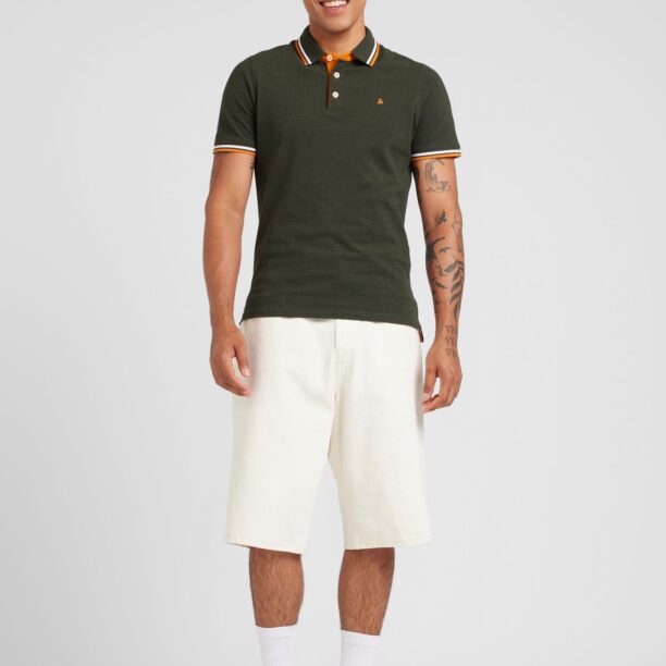 Cumpăra JACK & JONES Tricou 'JJEPAULOS'  verde închis / portocaliu / alb