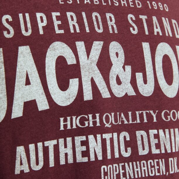 Preţ JACK & JONES Tricou 'JJJEANS'  gri deschis / roșu vin